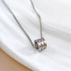 Titanium Steel Geometric Electroplated Threering Minimalistic Fashion Necklace For Unisex