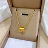 Titanium Steel Geometric Electroplated Threering Minimalistic Fashion Necklace For Unisex