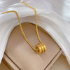 Titanium Steel Geometric Electroplated Threering Minimalistic Fashion Necklace For Unisex