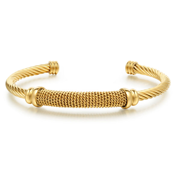 Titanium Steel Geometric Electroplated Unisex Ctype Adjustable Bracelet