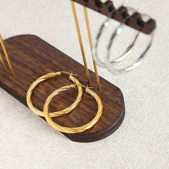 Titanium Steel Geometric Exaggerated Women's Earrings With Electroplating