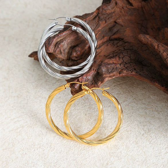 Titanium Steel Geometric Exaggerated Women's Earrings With Electroplating