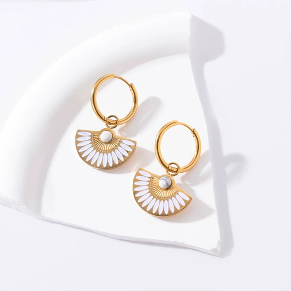 Titanium Steel Geometric Fanshaped Women's High Sense Niche Fashion Earrings