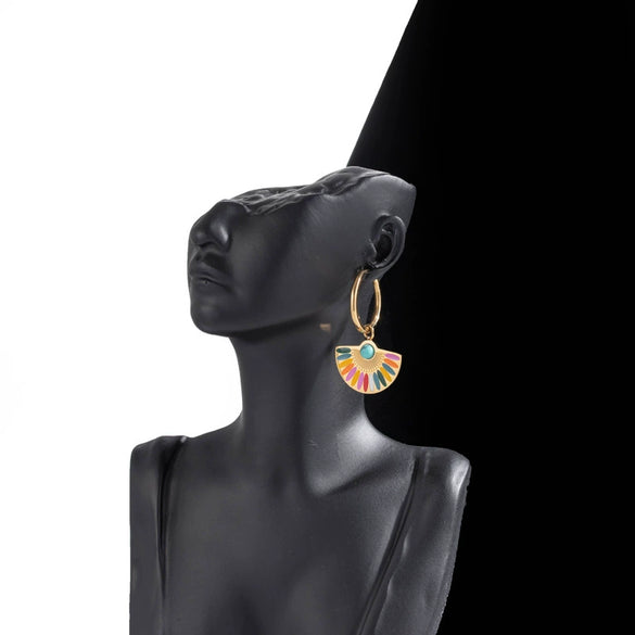 Titanium Steel Geometric Fanshaped Women's High Sense Niche Fashion Earrings