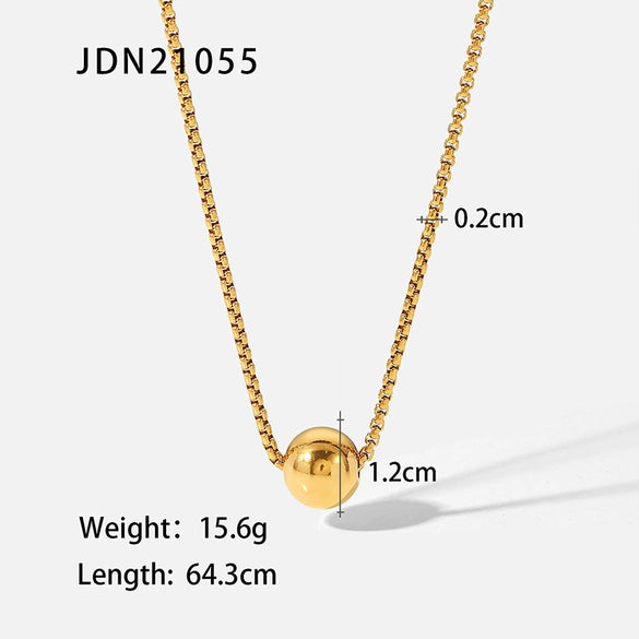 Titanium Steel Geometric Fashion Simple Ball Electroplated Box Chain Necklace For Women