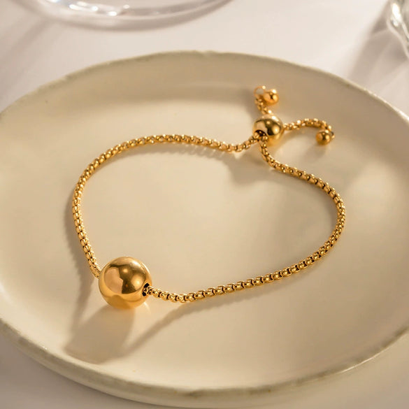 Titanium Steel Geometric Fashion Simple Ball Electroplated Box Chain Necklace For Women