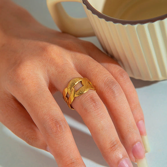 Titanium Steel Geometric Fashion Women's Ring And Bracelet Electroplated