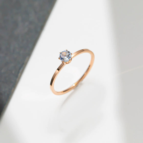 Titanium Steel Geometric Fashionable Simple Classic Sixclaw Diamond Ring For Women And Couple Electroplated Light Luxury Jewelry