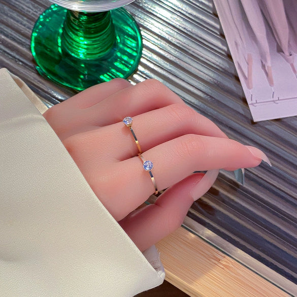 Titanium Steel Geometric Fashionable Simple Classic Sixclaw Diamond Ring For Women And Couple Electroplated Light Luxury Jewelry