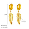 Titanium Steel Geometric Feather Pendant Jewelry Electroplated Women's Ear Studs Simple Natural Style