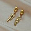 Titanium Steel Geometric Feather Pendant Jewelry Electroplated Women's Ear Studs Simple Natural Style