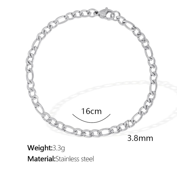 316L Stainless Steel Geometric Figaro Cuba Chain Bracelet For Women With Electroplating