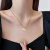 Titanium Steel Geometric Fishtail Shell Necklace For Women Fashion Minimalist Style With Real Gold Electroplating