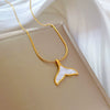 Titanium Steel Geometric Fishtail Shell Necklace For Women Fashion Minimalist Style With Real Gold Electroplating