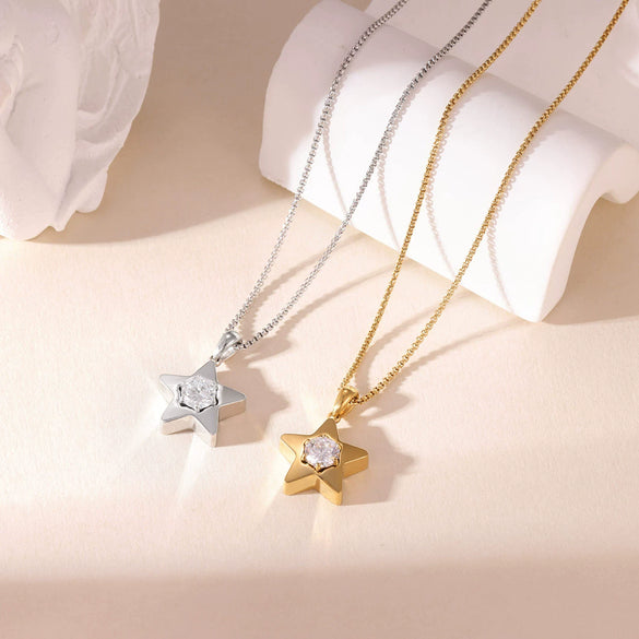 Titanium Steel Geometric Fivepointed Star Necklace Electroplating Highend Niche Design Women's Jewelry