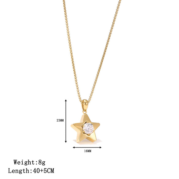 Titanium Steel Geometric Fivepointed Star Necklace Electroplating Highend Niche Design Women's Jewelry