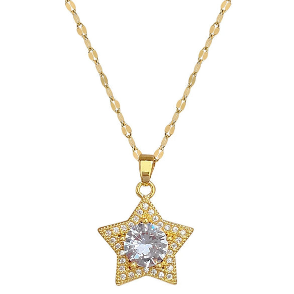 Titanium Steel Geometric Fivepointed Star Zircon Jewelry Set With Electroplating For Women