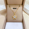 Titanium Steel Geometric Fivepointed Star Zircon Jewelry Set With Electroplating For Women