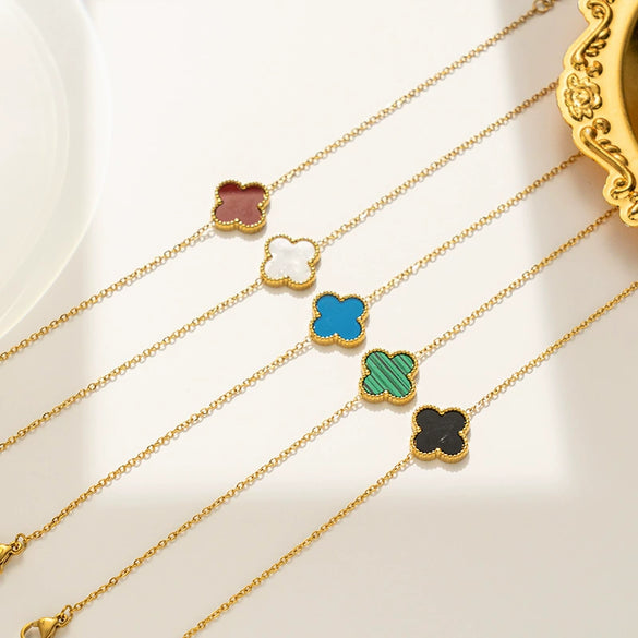 Titanium Steel Geometric Fourleaf Clover Bracelet Electroplated Light Luxury Women's Summer Fashion Accessory