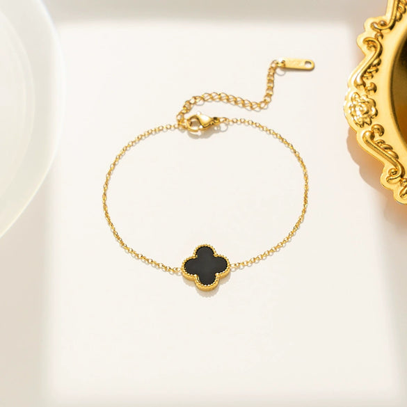 Titanium Steel Geometric Fourleaf Clover Bracelet Electroplated Light Luxury Women's Summer Fashion Accessory