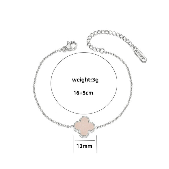 Titanium Steel Geometric Fourleaf Clover Bracelet Electroplated Light Luxury Women's Summer Fashion Accessory