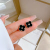 Titanium Steel Geometric Fourleaf Flower Electroplated Minimalist Style Earrings For Men And Women