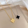 Titanium Steel Geometric Fourleaf Flower Furnace Real Gold Plated Unisex Necklace