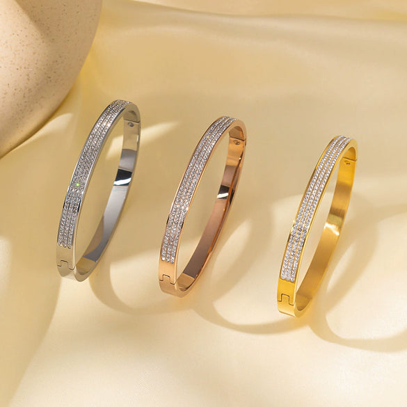 Titanium Steel Geometric Girls Bracelet With Real Gold Electroplating