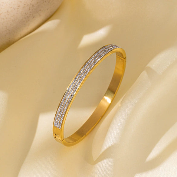 Titanium Steel Geometric Girls Bracelet With Real Gold Electroplating