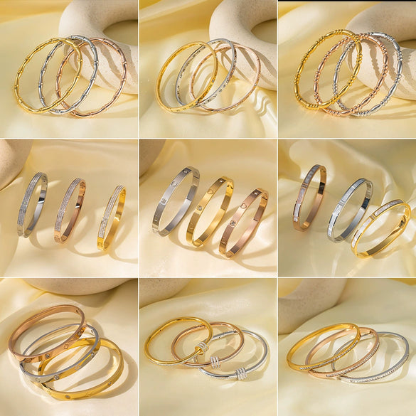 Titanium Steel Geometric Girls Bracelet With Real Gold Electroplating