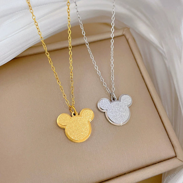 Titanium Steel Geometric Gold Foil Mouse Furnace Electroplating Unisex Cartoon Style Necklace