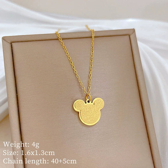 Titanium Steel Geometric Gold Foil Mouse Furnace Electroplating Unisex Cartoon Style Necklace