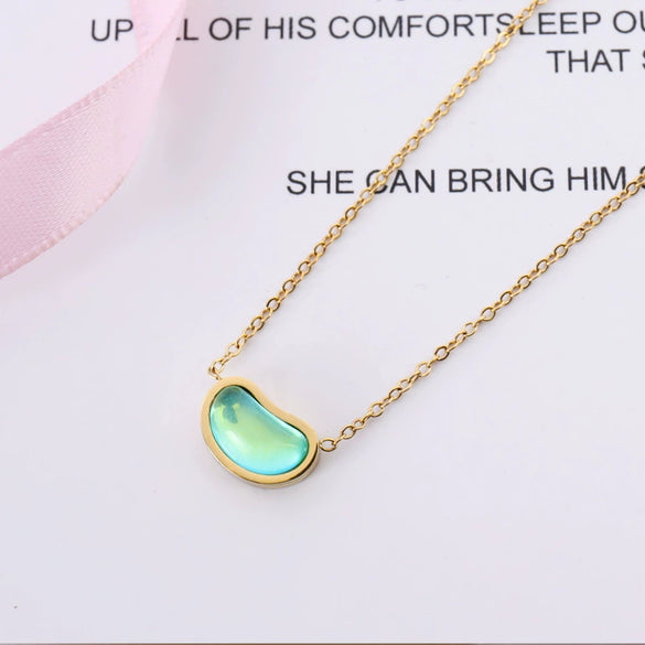 Titanium Steel Geometric Golden Bean Necklace For Women Electroplated Casual Fashion Accessory