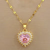 Titanium Steel Geometric Heart Diamond Necklace And Earrings Set Electroplated For Women