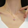 Titanium Steel Geometric Heart Diamond Necklace And Earrings Set Electroplated For Women
