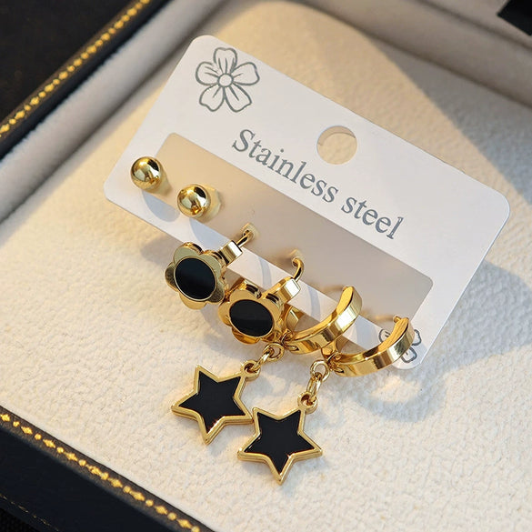 Titanium Steel Geometric Heart Shape Electroplated Earrings For Women