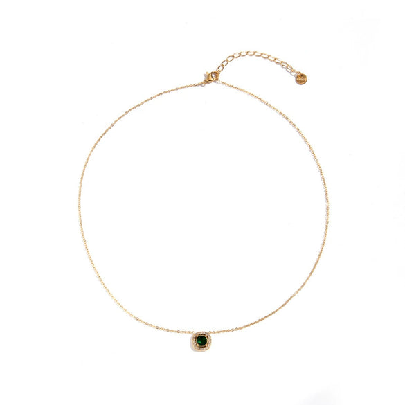 Titanium Steel Geometric High Sense Niche Square Zircon Electroplated Women's Clavicle Chain