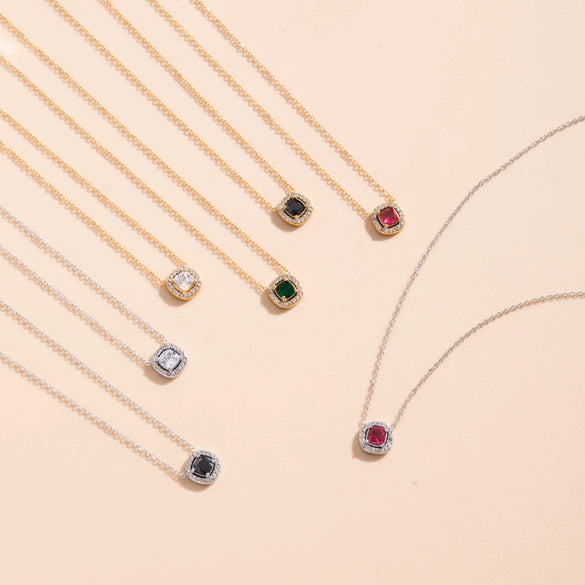 Titanium Steel Geometric High Sense Niche Square Zircon Electroplated Women's Clavicle Chain