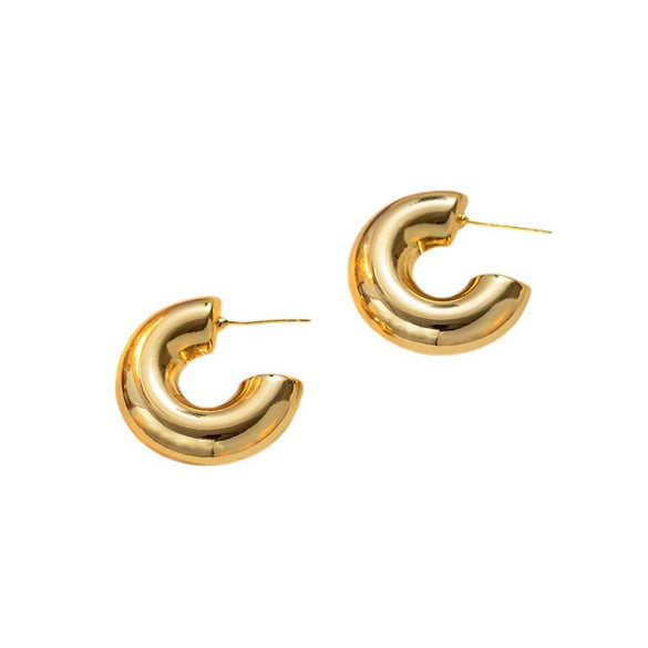 Titanium Steel Geometric Hollow Cylindrical Electroplated Women's Earrings Jewelry