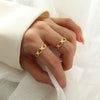 Titanium Steel Geometric Hollow Opening Adjustable Women's Ring Electroplated