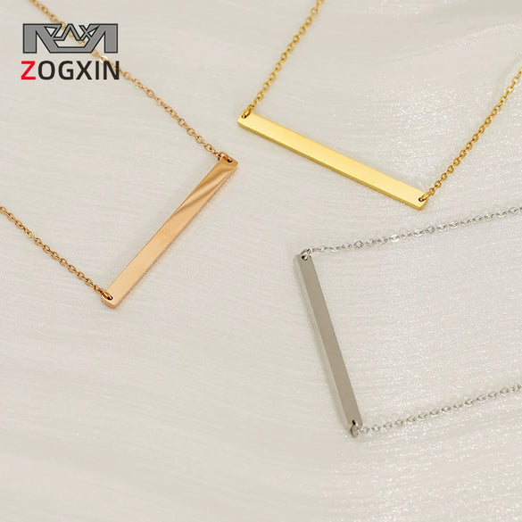 316L Stainless Steel Geometric Horizontal Necklace Clavicle Chain Jewelry With Electroplating