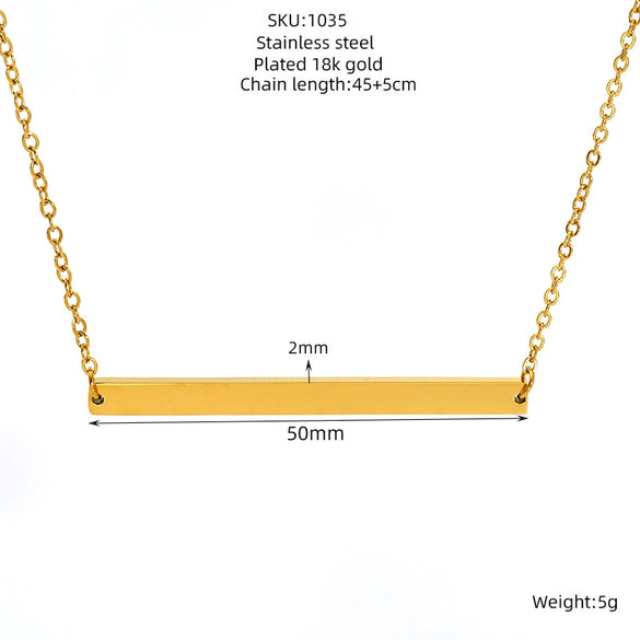 316L Stainless Steel Geometric Horizontal Necklace Clavicle Chain Jewelry With Electroplating