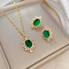 Titanium Steel Geometric Horse Eye Light Luxury Microinlaid Electroplated Women's Necklace Earrings Set