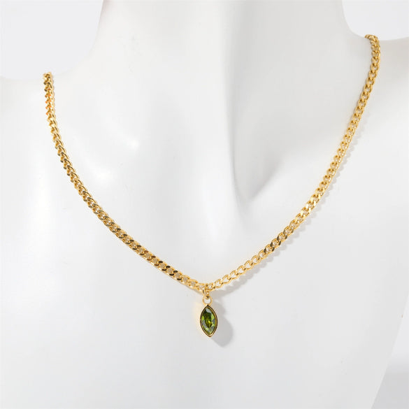 Titanium Steel Geometric Horse Eye Zircon Necklace With Electroplating For Women Light Luxury Style