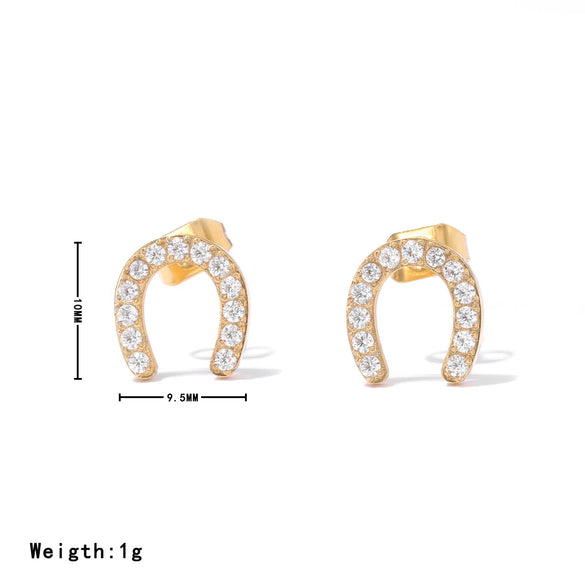 Titanium Steel Geometric Horseshoe Shaped Electroplated Women's Piercing Earrings Jewelry