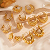 Titanium Steel Geometric Inlaid Zircon Oval Cartoon Earrings Gold Plated Vacuum Electroplated In Furnace
