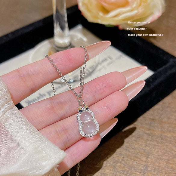 Titanium Steel Geometric Inlaid Zircon Women's Light Luxury Pendant Necklace
