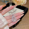Titanium Steel Geometric Inlaid Zircon Women's Light Luxury Pendant Necklace