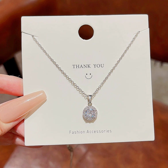 Titanium Steel Geometric Inlaid Zircon Women's Necklace
