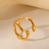 Titanium Steel Geometric Irregular Hammer Pattern Open Ring Women's Fashion Jewelry With Electroplating